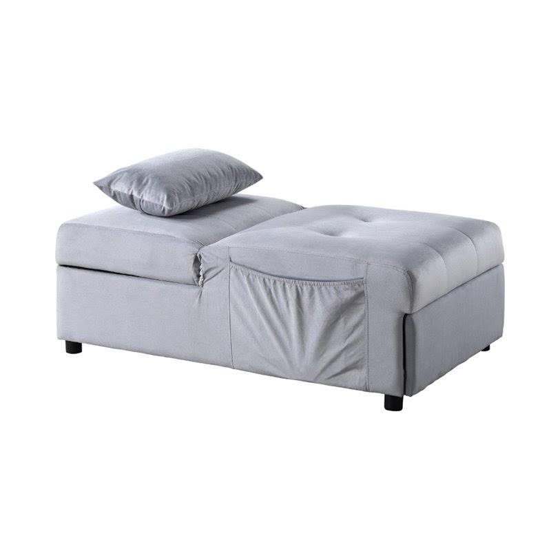 Gray Wood Storage Bench with Pull Out Ottoman B38557