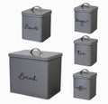 Gray Steel Kitchen Canisters, Set of 5 H8648