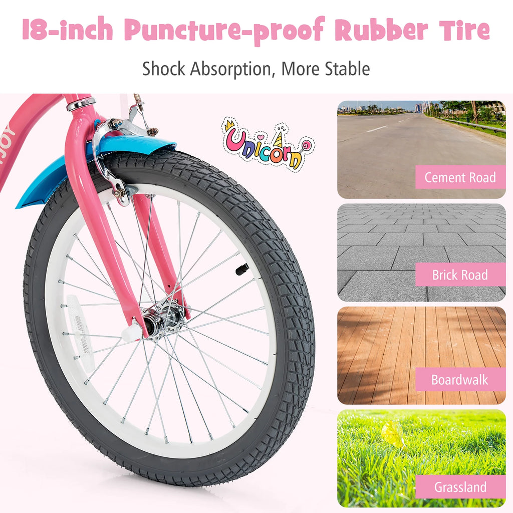18 Inches Kids Bicycle with Training Wheels & Basket N49115
