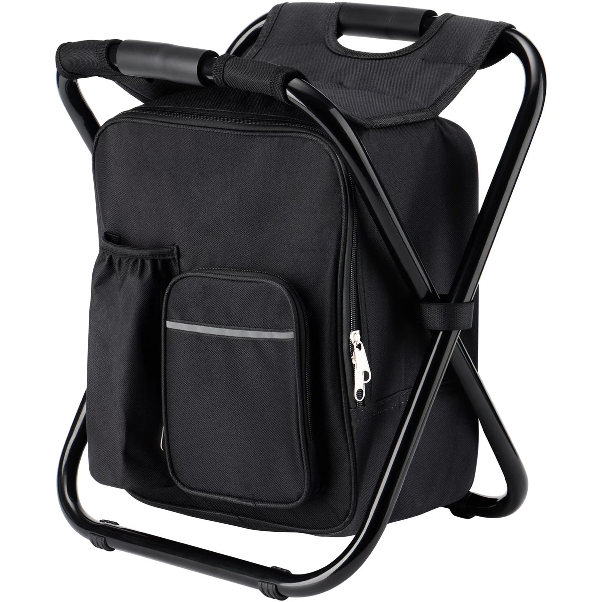Folding Camping Stool in Black, 14x11x16 inch Z74425