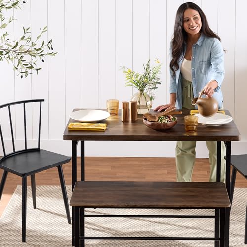 4-Piece Dining Table Set with 2 Chairs and Bench J88943