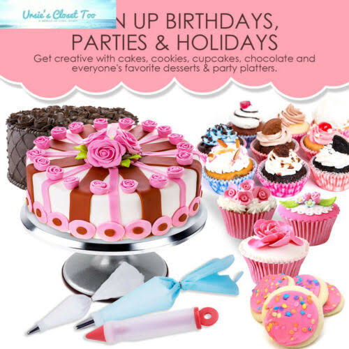 78 Piece Cake Decorating Supplies Kit with Aluminium Rotating Turntable Stand D364