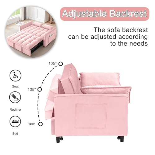 Black Velvet Convertible Sleeper Sofa Bed E2692
