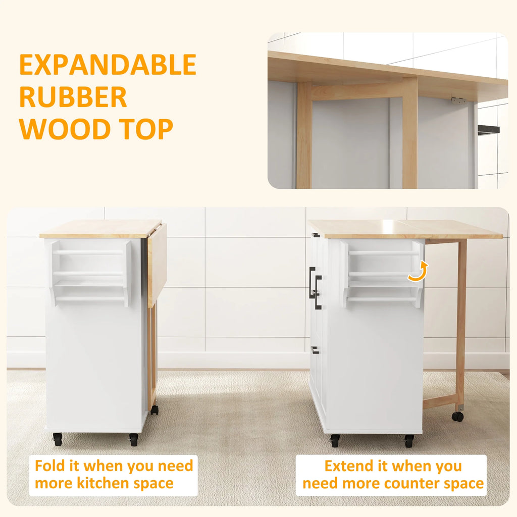 White Kitchen Island on Wheels G683
