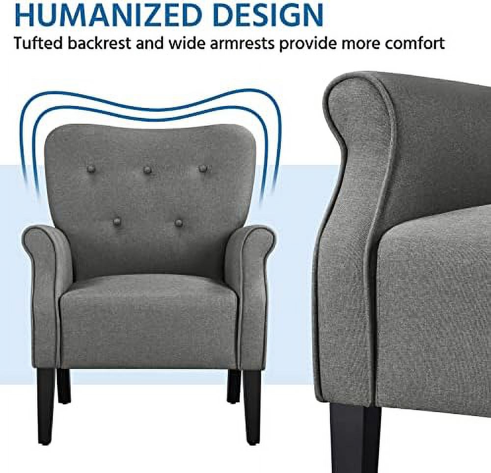 Modern PU Leather Accent Chair with Wood Legs and High Back W649420