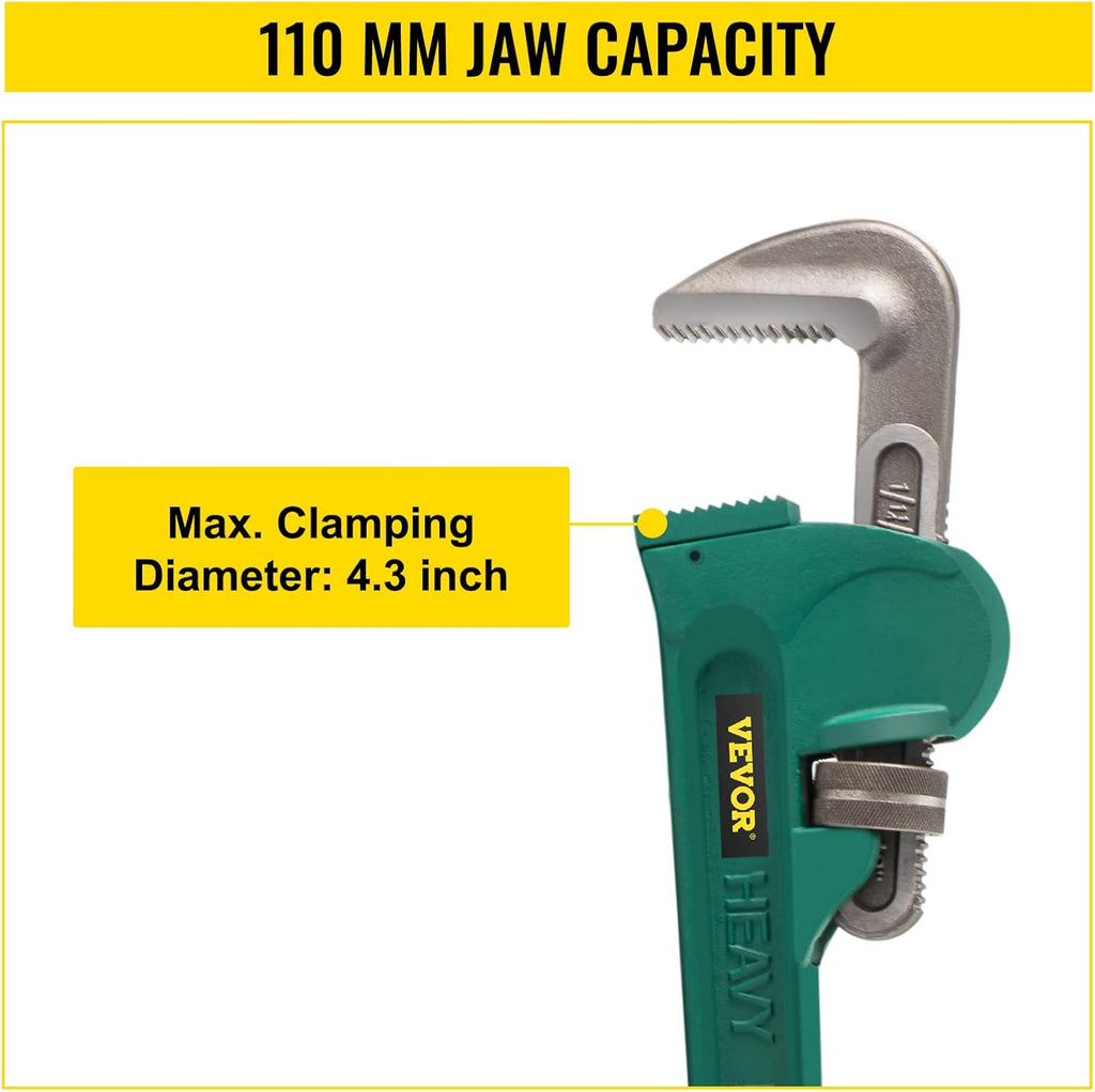 Heavy-Duty Straight Pipe Wrench 48", 4.3" Jaw Capacity, Pack of 2 N34704