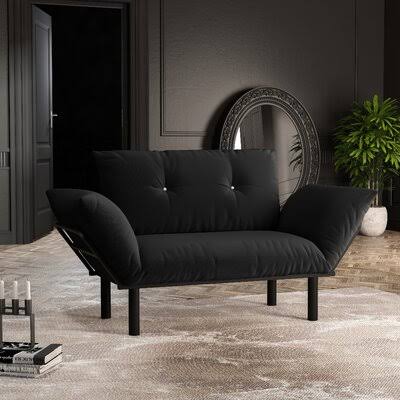 Black Fabric Flared Arm Loveseat Y1999