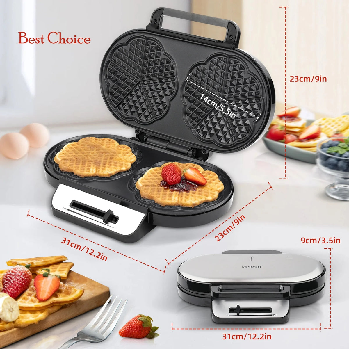 1200W Double Non-Stick Waffle Maker A33613