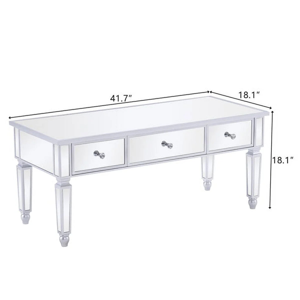 Mirrored Coffee Table with 3 Drawers D7433