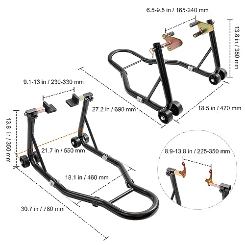 850lbs Motorcycle Stand Lift Front Rear Combo Black H414010