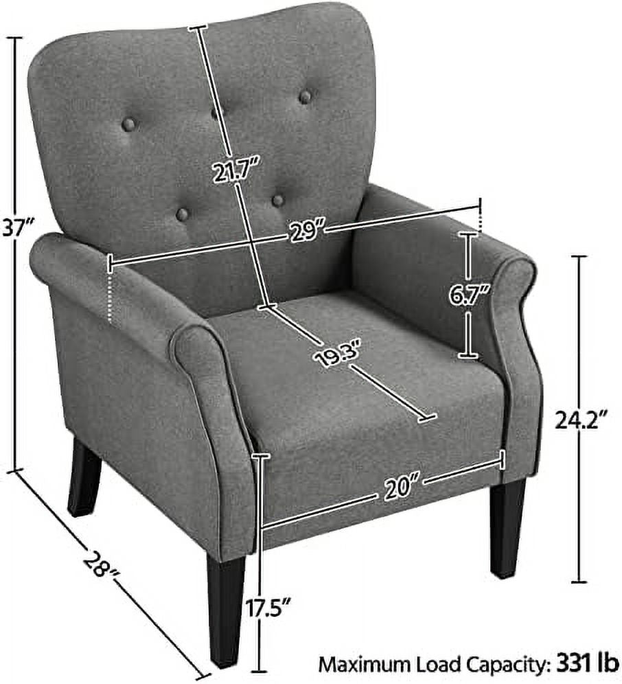 Modern PU Leather Accent Chair with Wood Legs and High Back W649420