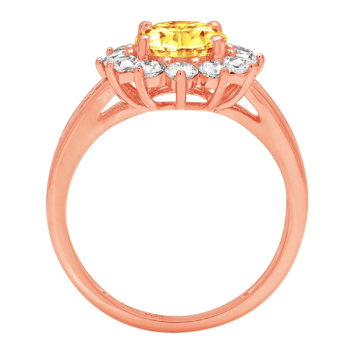 Oval Cut Yellow Citrine 14k Rose Gold Halo Ring Size 3.75 T4762