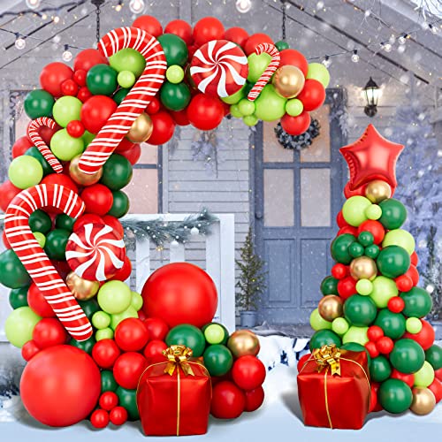 Christmas Balloon Garland Arch Kit with Red Gold Dark Green Balloons K82176