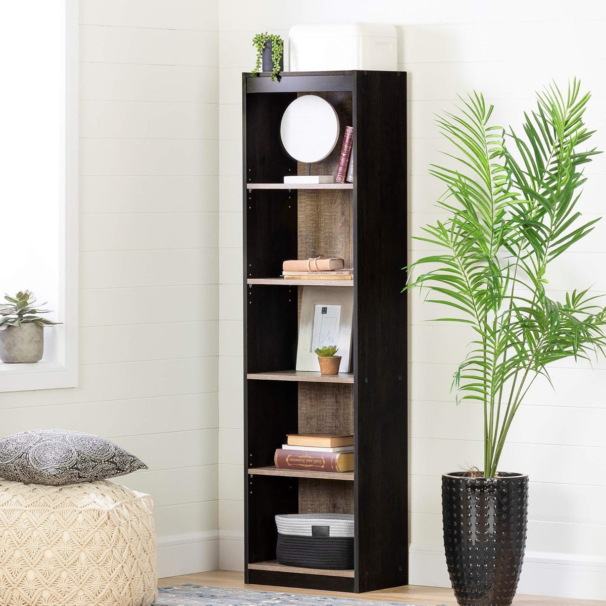 Pure White 5-Shelf Narrow Bookcase Y27560