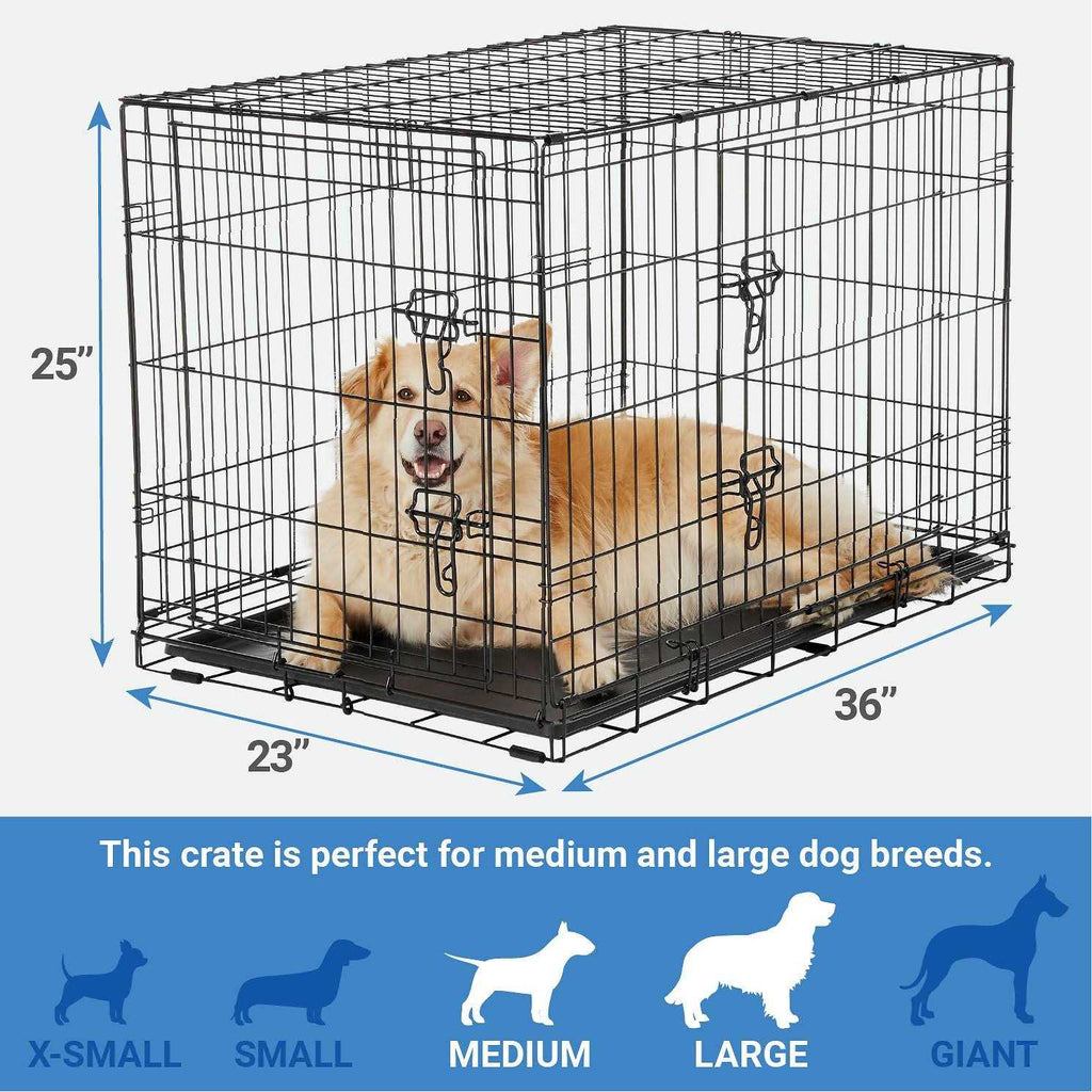 Heavy Duty Fold & Carry Double Door Collapsible Wire Dog Crate Y33504