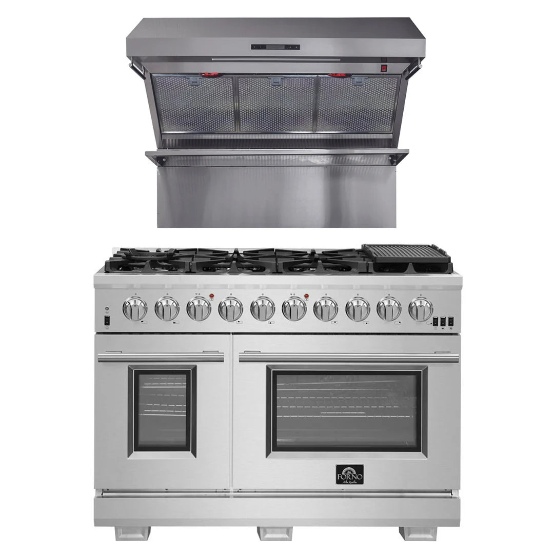 48 Inch Gas Burner Electric Oven Pro Range and Wall Mount Range Hood Q4084
