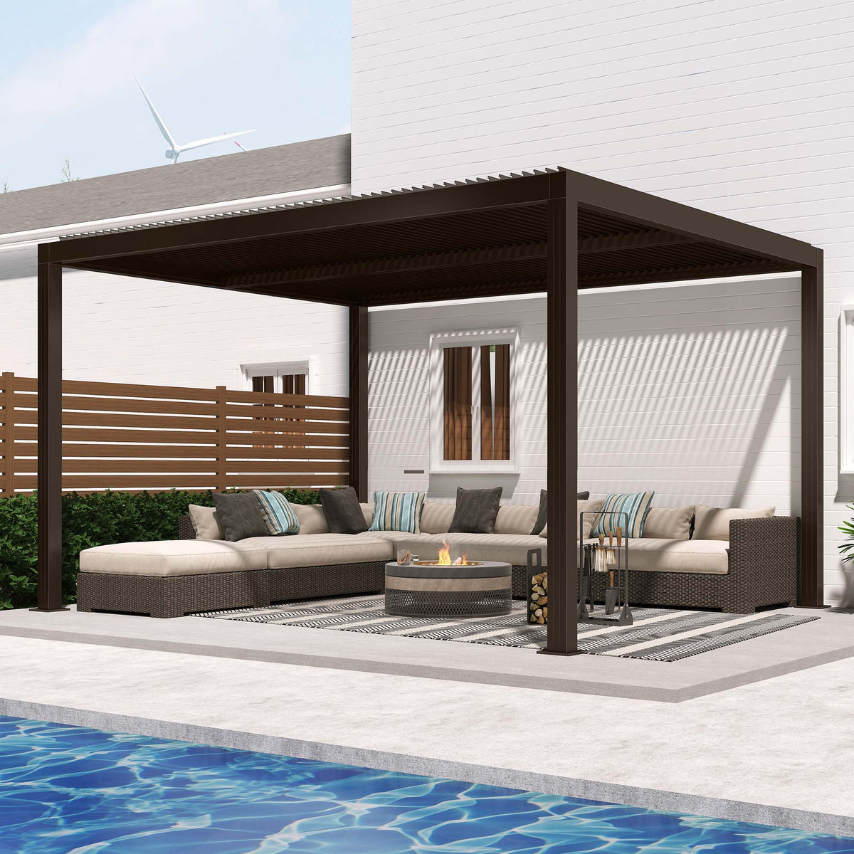10' × 14' Aluminum Louvered Pergola U255606
